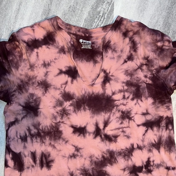 PINK Victoria's Secret Tops - VS Pink oversized tie dye t shirt size XS pink & maroon